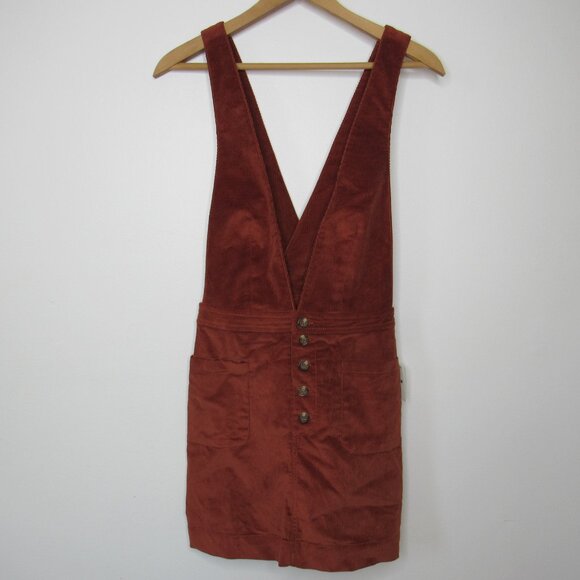 Free People Old School Love Overall Dress Jumper Copper Rust Sz 2 NWT - Picture 3 of 8